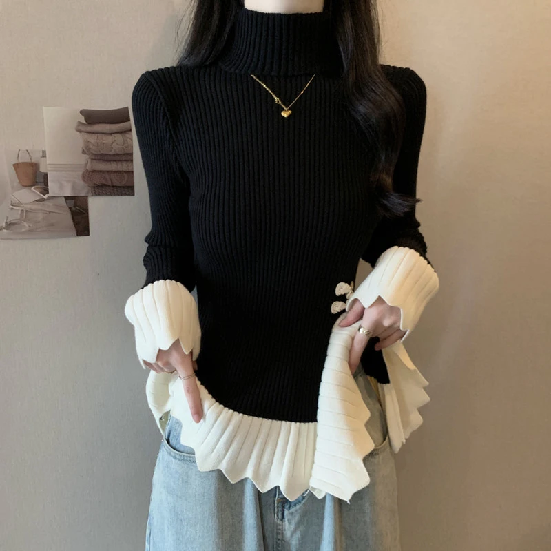 哺乳衣上衣秋冬款产后满月宴妈妈衣服显瘦长袖洋气修身半高领加厚