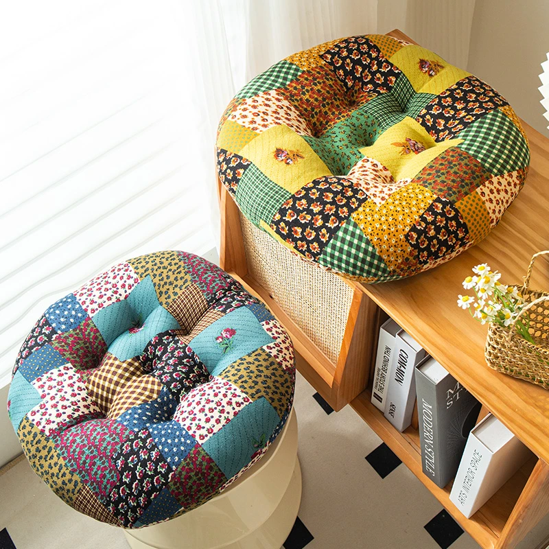 圆形棉麻椅子坐垫学生加厚垫子屁垫椅垫家用榻榻米地久坐座软垫厚