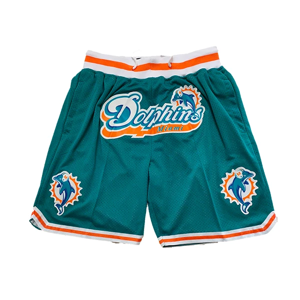 PJL运动短裤 橄榄球大联盟迈阿密海豚美式刺绣双层五分裤