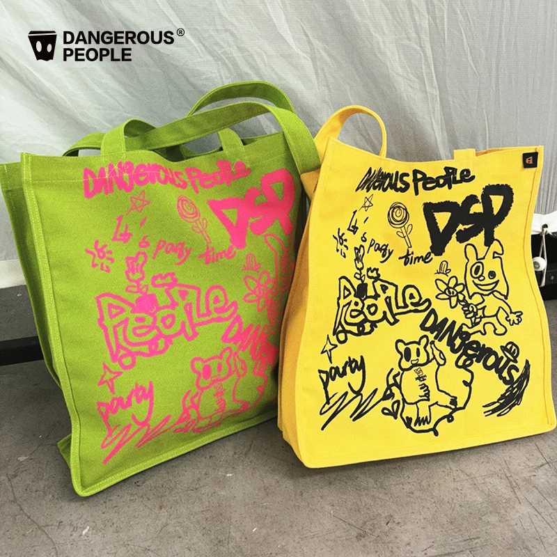Dangerouspeople薛之谦dsp X 野丸子联名大容量彩印涂鸦帆布包