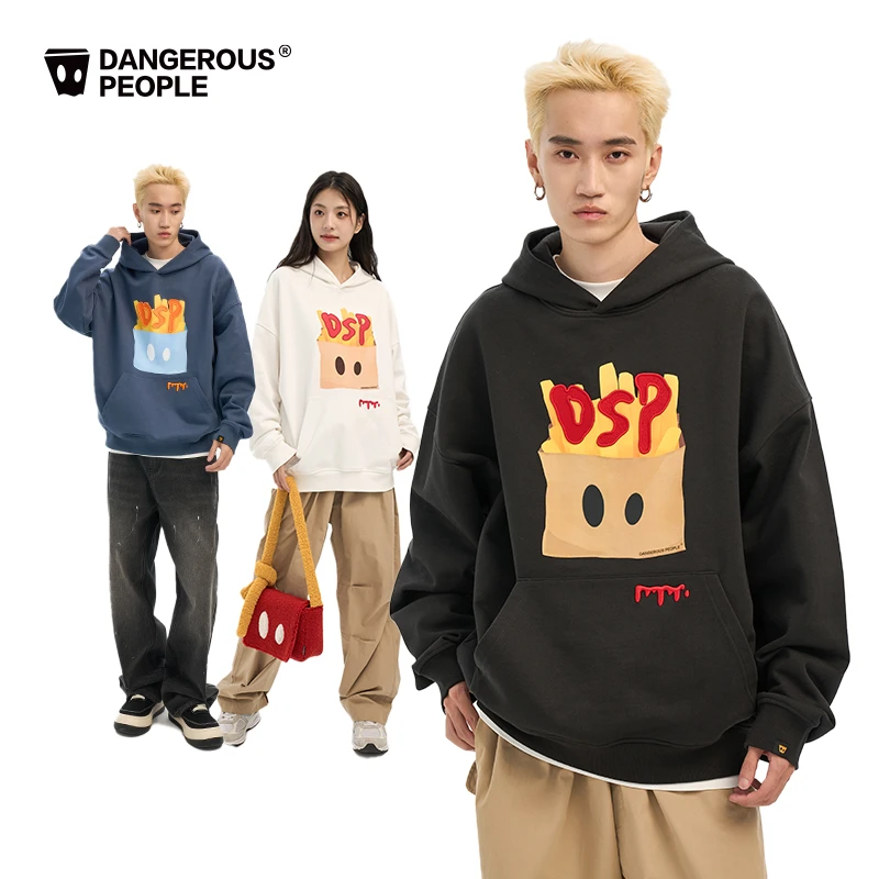 Dangerouspeople薛之谦dsp薯条连帽卫衣重磅潮牌情侣帽衫套头上衣