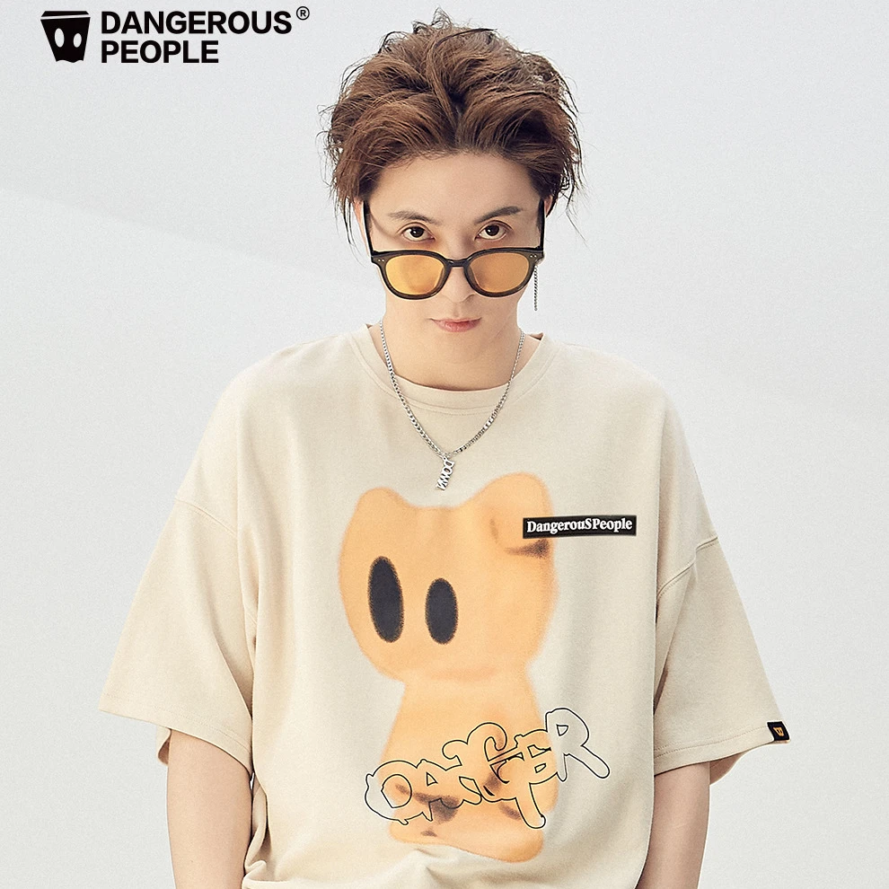 Dangerouspeople 薛之谦dsp小熊纸袋人图案潮流圆领情侣T恤短袖