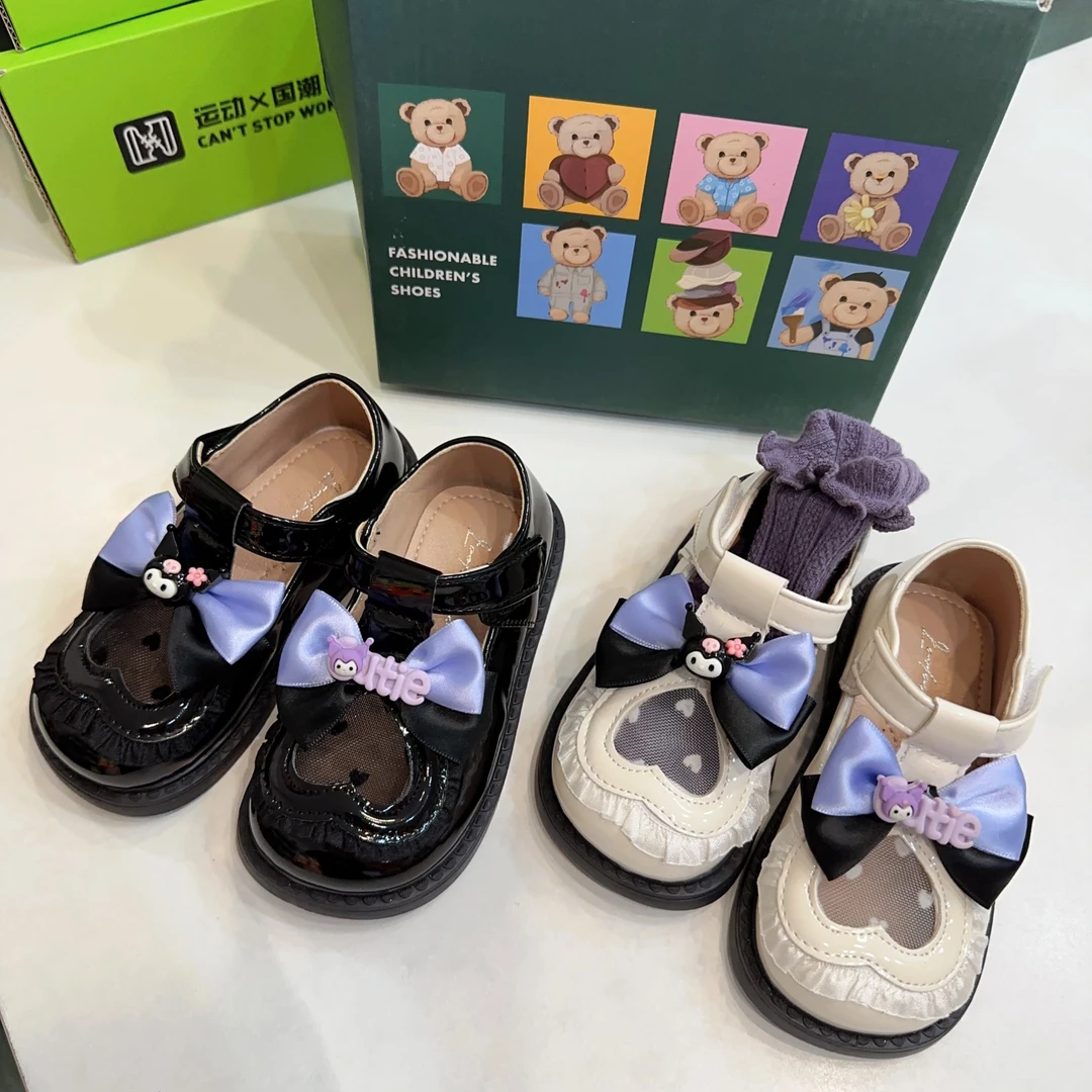 女童2025秋季新款软底防滑小皮鞋库洛米网面公主鞋2425