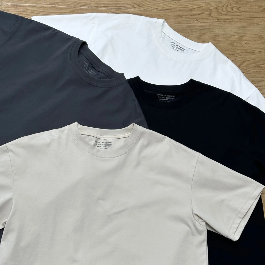 UPF50+索罗娜凉感夏季简约短袖T恤男宽松上衣纯色百搭美式半袖