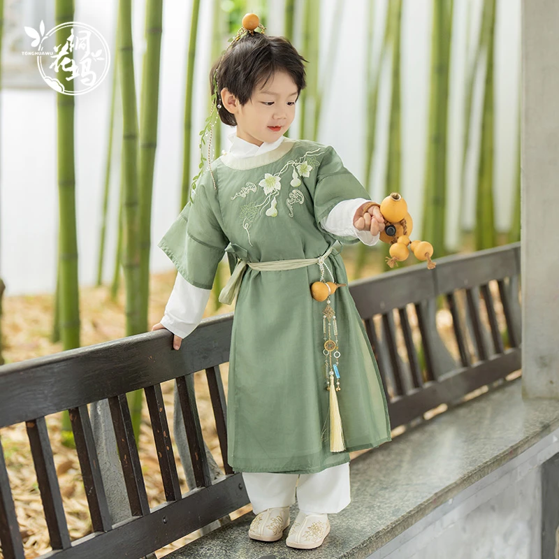 桐花坞【福禄】男童改良汉服春秋2025新款儿童唐装小男孩古装演出服