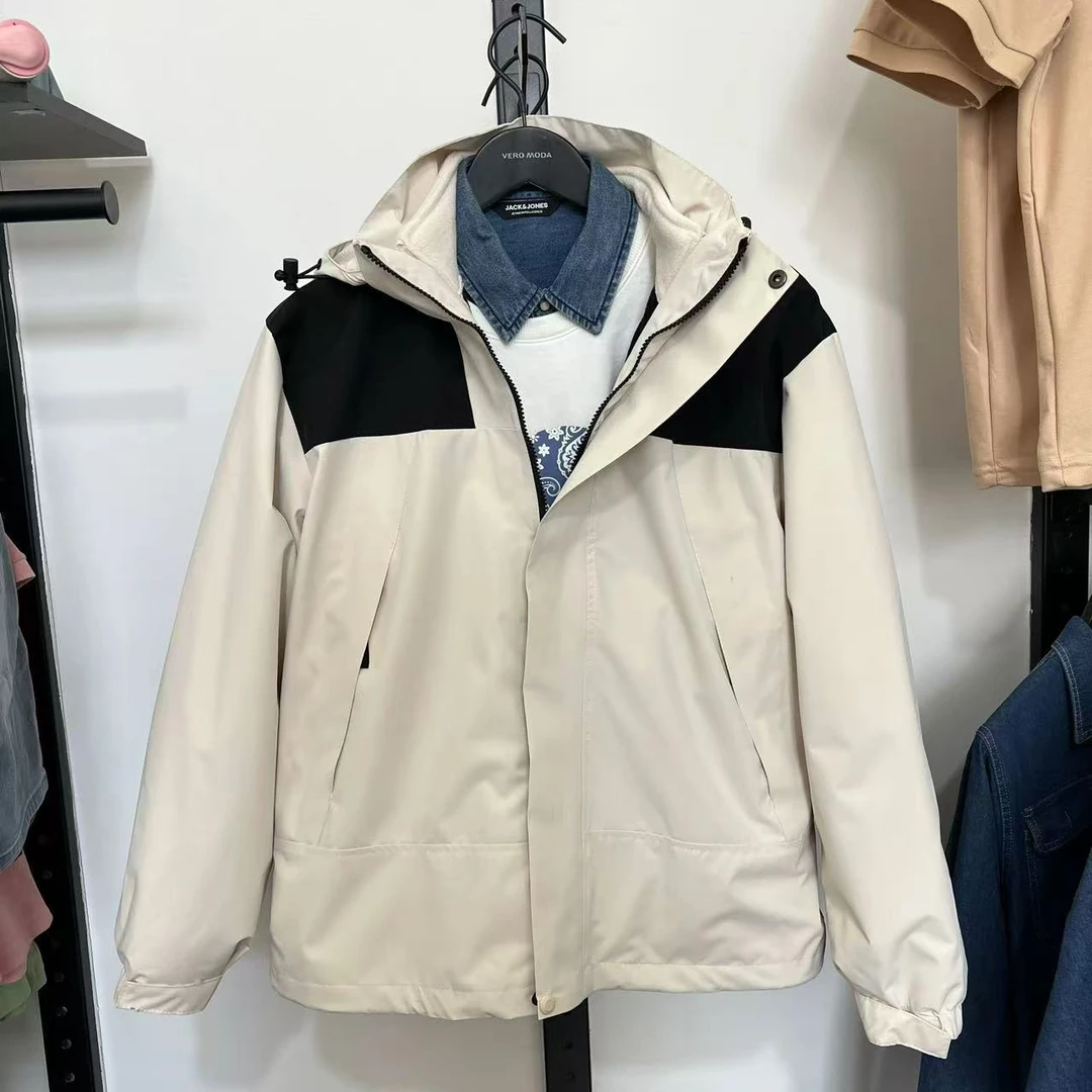 A43冲锋衣外套女户外2024新款防风防水三合一可拆卸潮牌