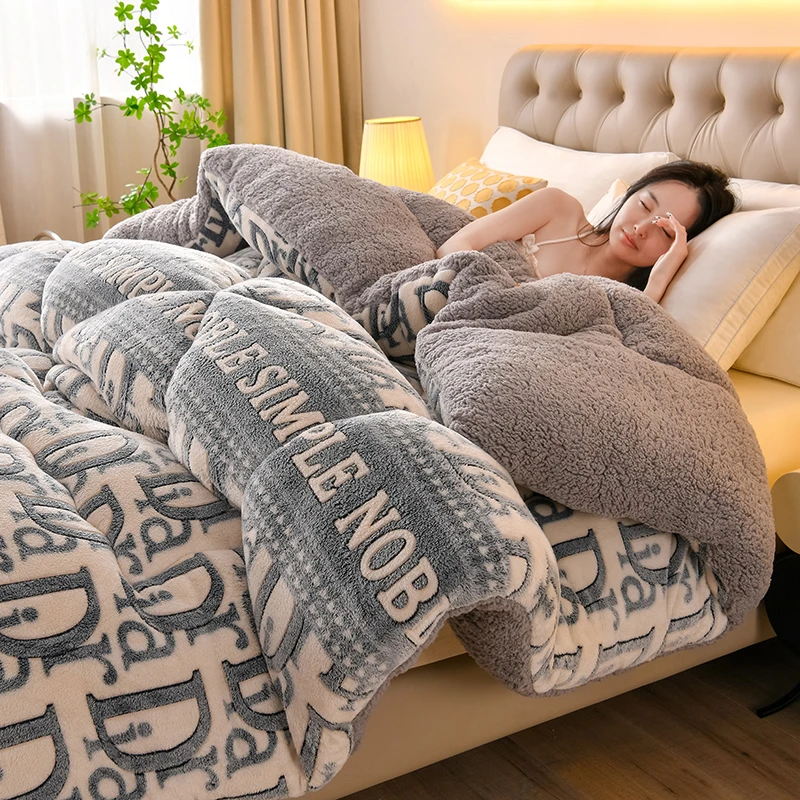 V/雅鹿冬季羊羔绒被子冬被单人加厚保暖珊瑚牛奶绒被芯宿舍春秋被