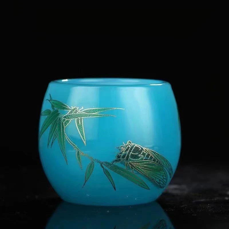 一鸣惊人玉瓷琉璃主人杯专用高端中式茶杯山水杯高档建盏客杯隔热