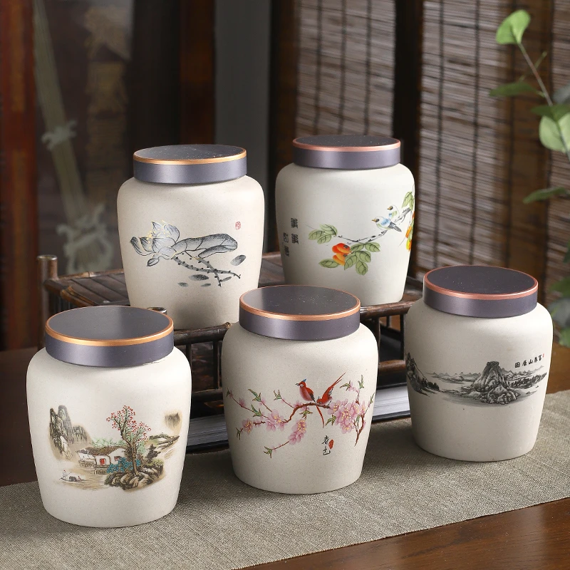 创意茶叶罐子茶叶罐带盖中式密封罐子陶瓷茶罐茶叶储存罐茶缸防潮