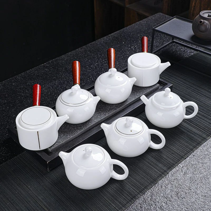 德化白瓷茶壶单个不烫手高端大号泡茶侧把壶羊脂玉功夫茶具套装