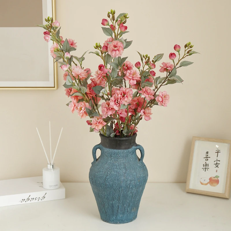 国风意境山茶花中式禅意绢花芍药客厅居家摆放花艺绢花多头茶花