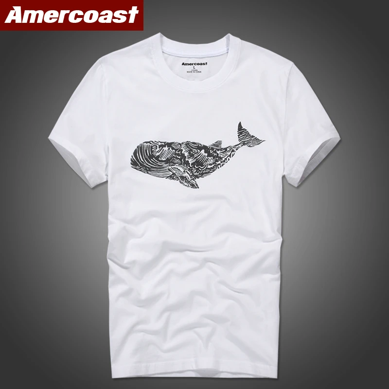 美洲海岸纯棉短袖印狮子动物图案印花T恤打底体恤百搭男休闲T191