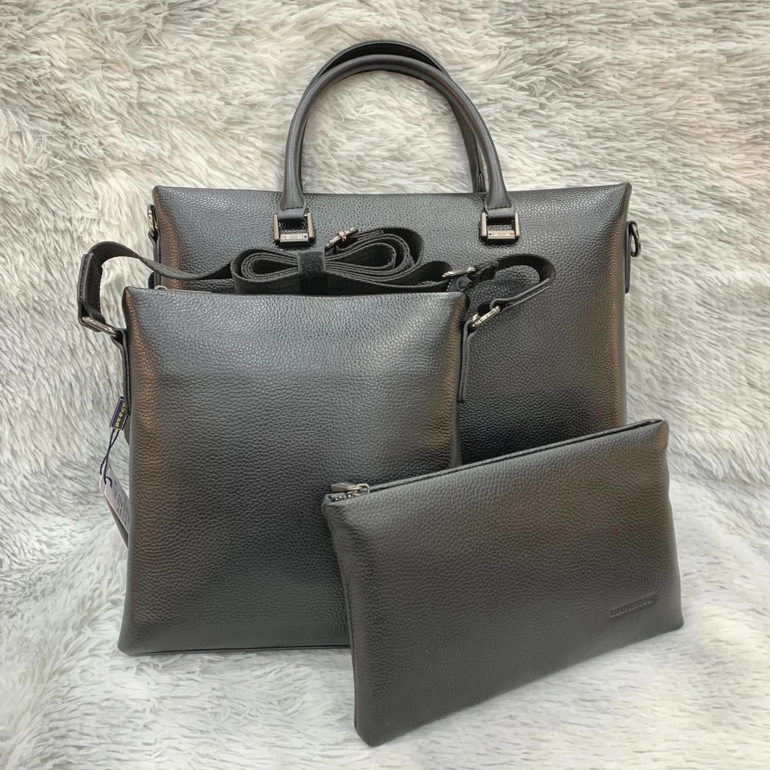 12521-4买一送三（12521-2/-1 加肩带）男士商务休闲牛皮公文包套装
