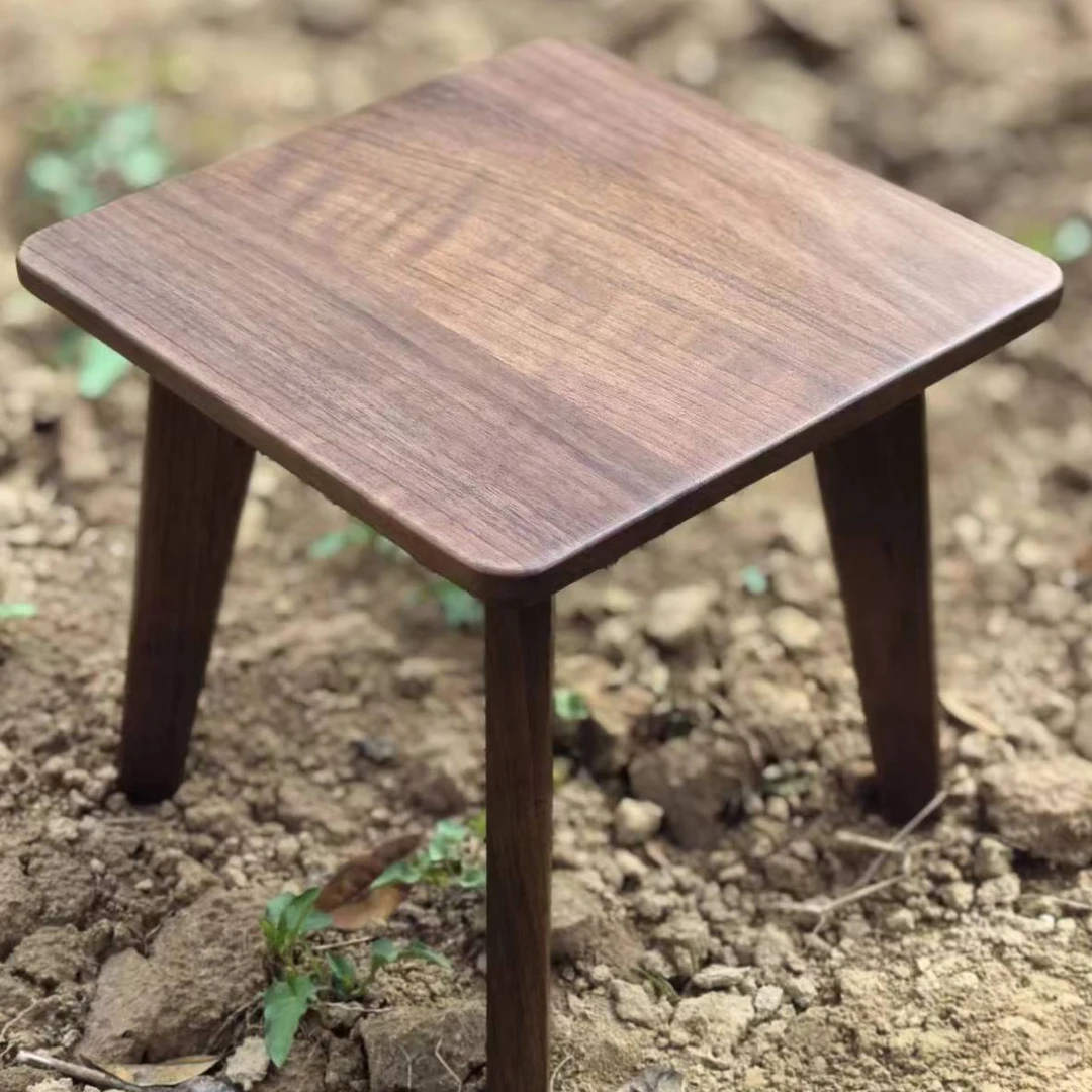 核桃木原木新中式简约板凳矮凳复古木凳时尚收纳凳