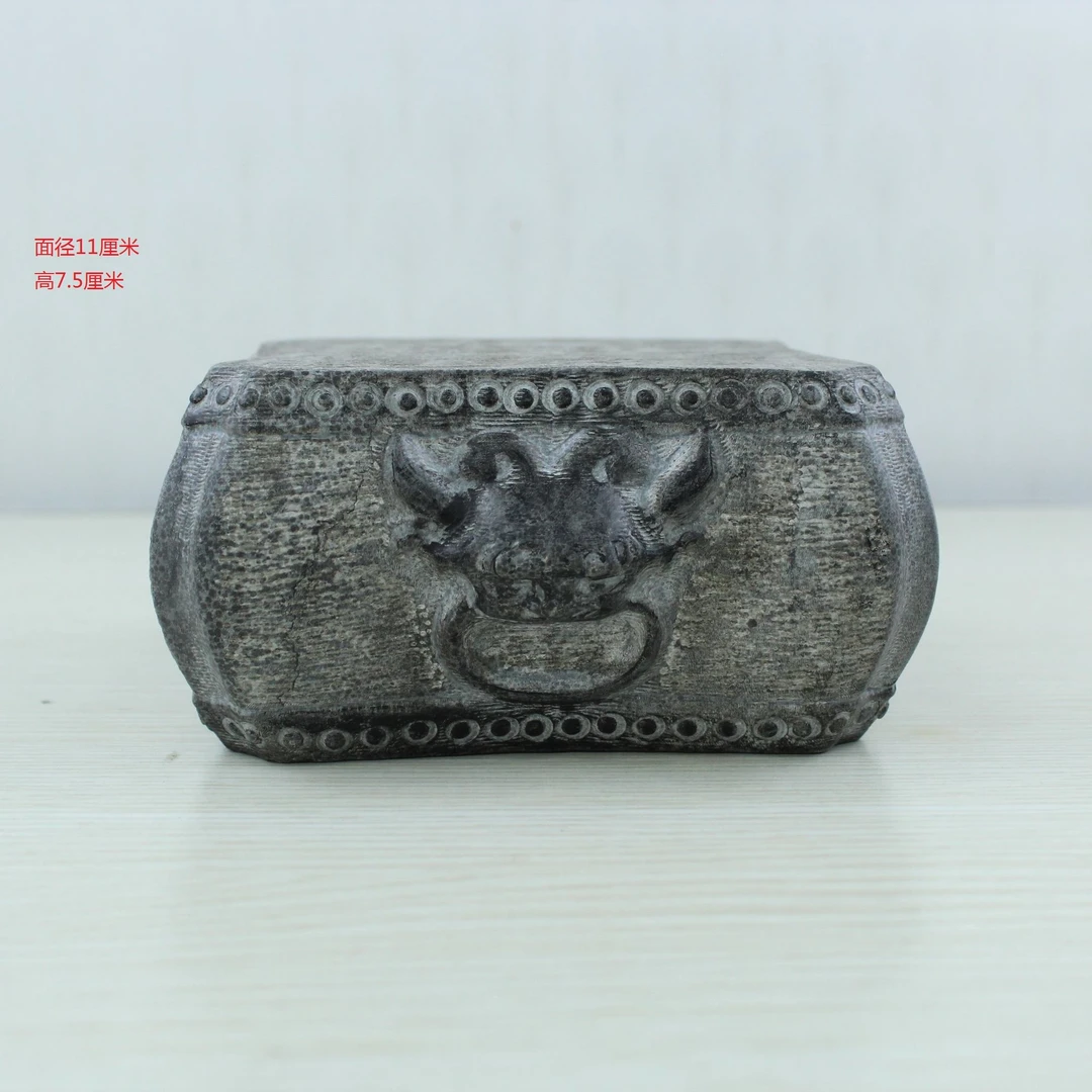 山西青石精美桌面摆件异形石鼓