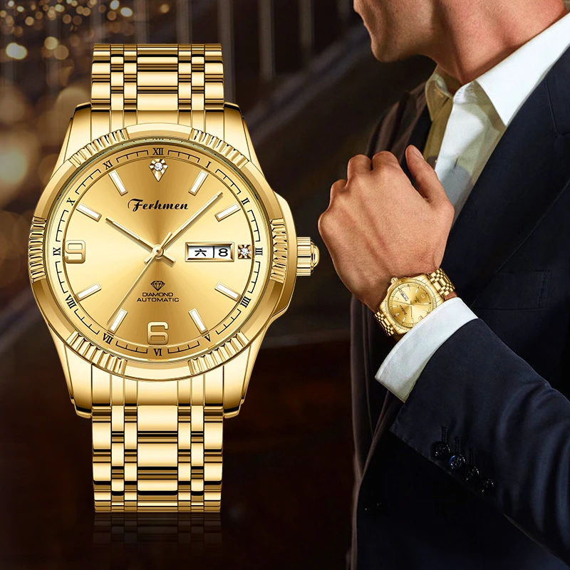 赏金时代 含24K真金 真钻男士机械表TZ-F8050-T