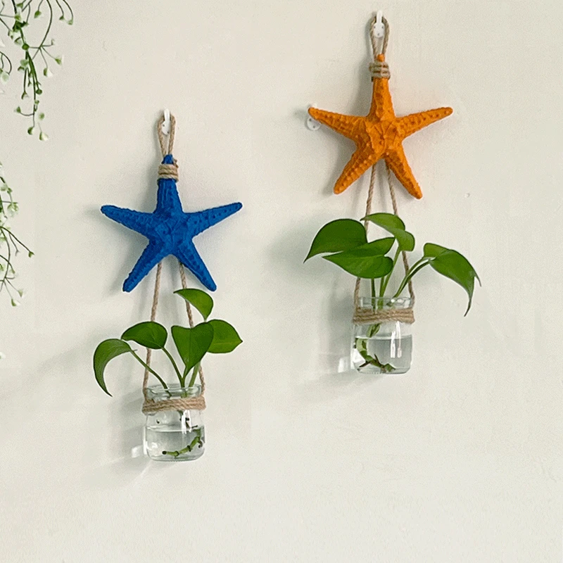 ins挂墙海星单杯玻璃花瓶装饰挂件墙面墙饰房间布置家居水培壁挂