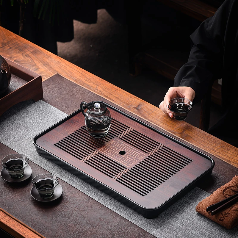 新一品茶盘43*26家用茶盘干泡台轻奢简约小型简易竹制茶托盘桌面