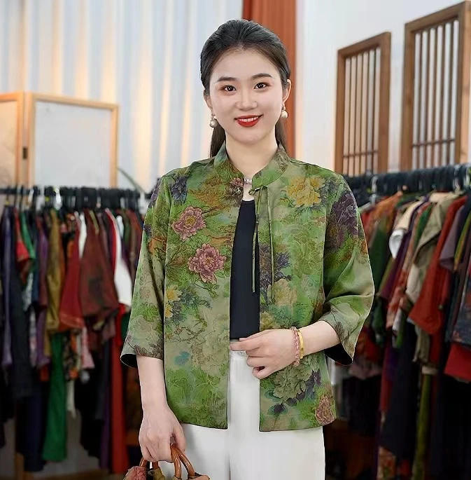 [杭锦绸装]百花齐放·典藏精工胡丝段双面穿外套2-2778