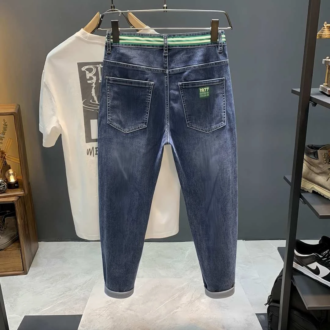男士九分牛仔裤春秋高端刺绣潮牌直筒小脚裤2025网红洋气炸街男装