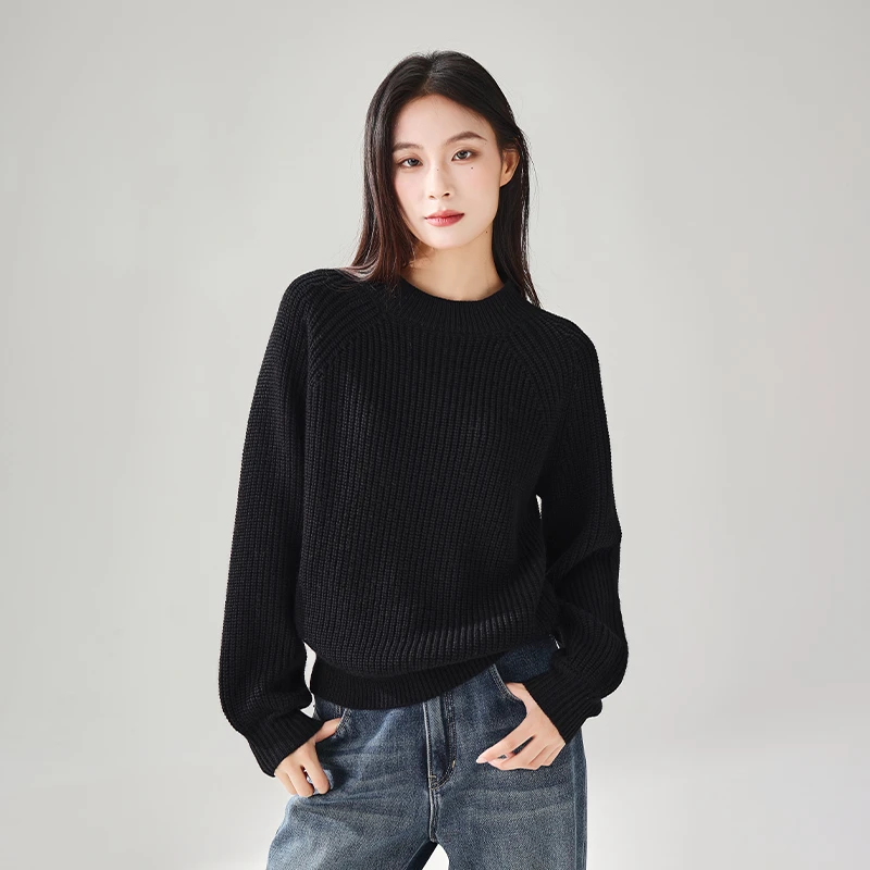 索菲丝尔加厚圆领套头毛衣女2024冬季时尚外套羊毛针织衫448016