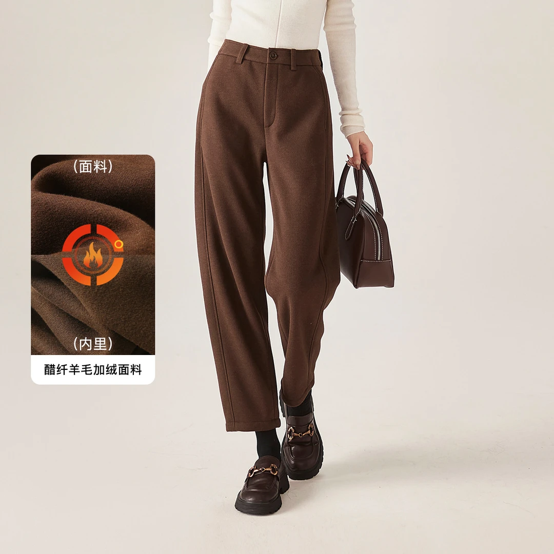 索菲丝尔【C位弯刀裤】加绒保暖2024秋冬装新软糯加厚裤子女441002