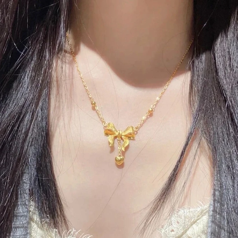 钛钢项链 308镀K金在逃公主蝴蝶结不掉色时尚气质轻奢百搭可调节