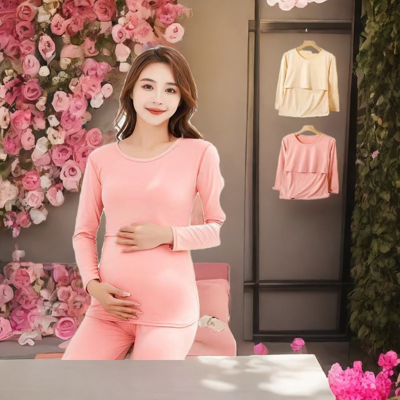 冬季加厚哺乳开口套装舒适轻软宽松保暖