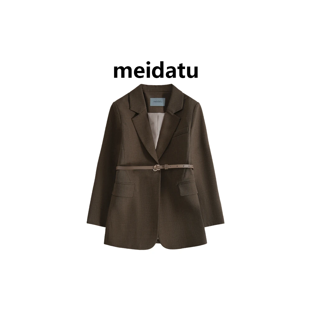 美哒兔（伯利兹周刊）廓形气质西装外套+腰带（bd1183-8）