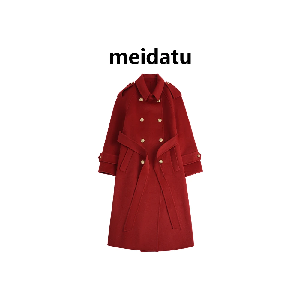 美哒兔（钱多多）100%绵羊毛 精裁智性女性双面呢大衣（bd1011-1）