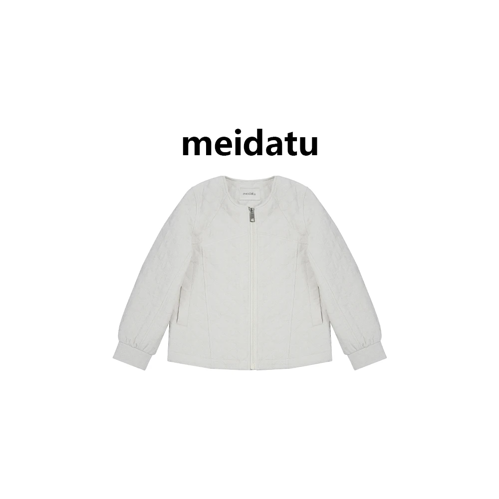 美哒兔（肌理绵云白雪松）韩系菱格肌理拼接外套（bd1251-8）