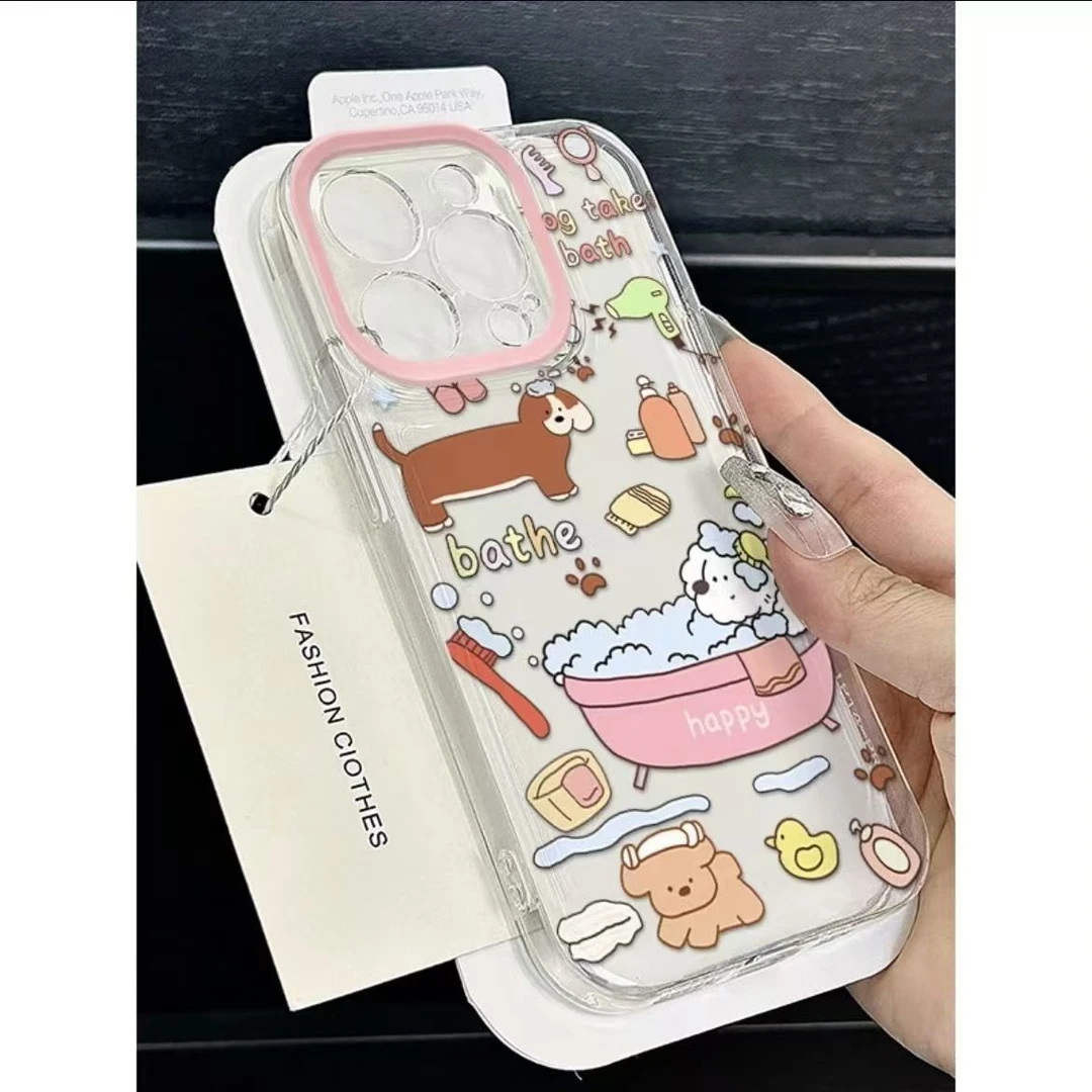 小狗涂鸦适用苹果15pro/14手机壳11iphone13女12小米vivo华为oppo