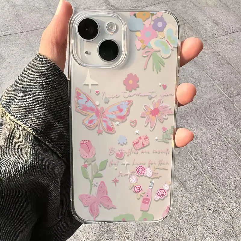 蝴蝶采花适用苹果15pro/14手机壳11iphone13女12小米vivo华为oppo