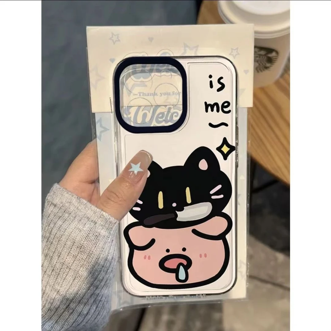 粉猪猫咪适用苹果15pro/14手机壳11iphone13女12小米vivo华为oppo