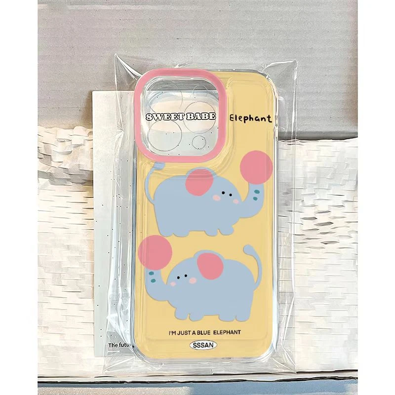 蓝黄大象适用苹果15pro/14手机壳11iphone13女12小米vivo华为oppo