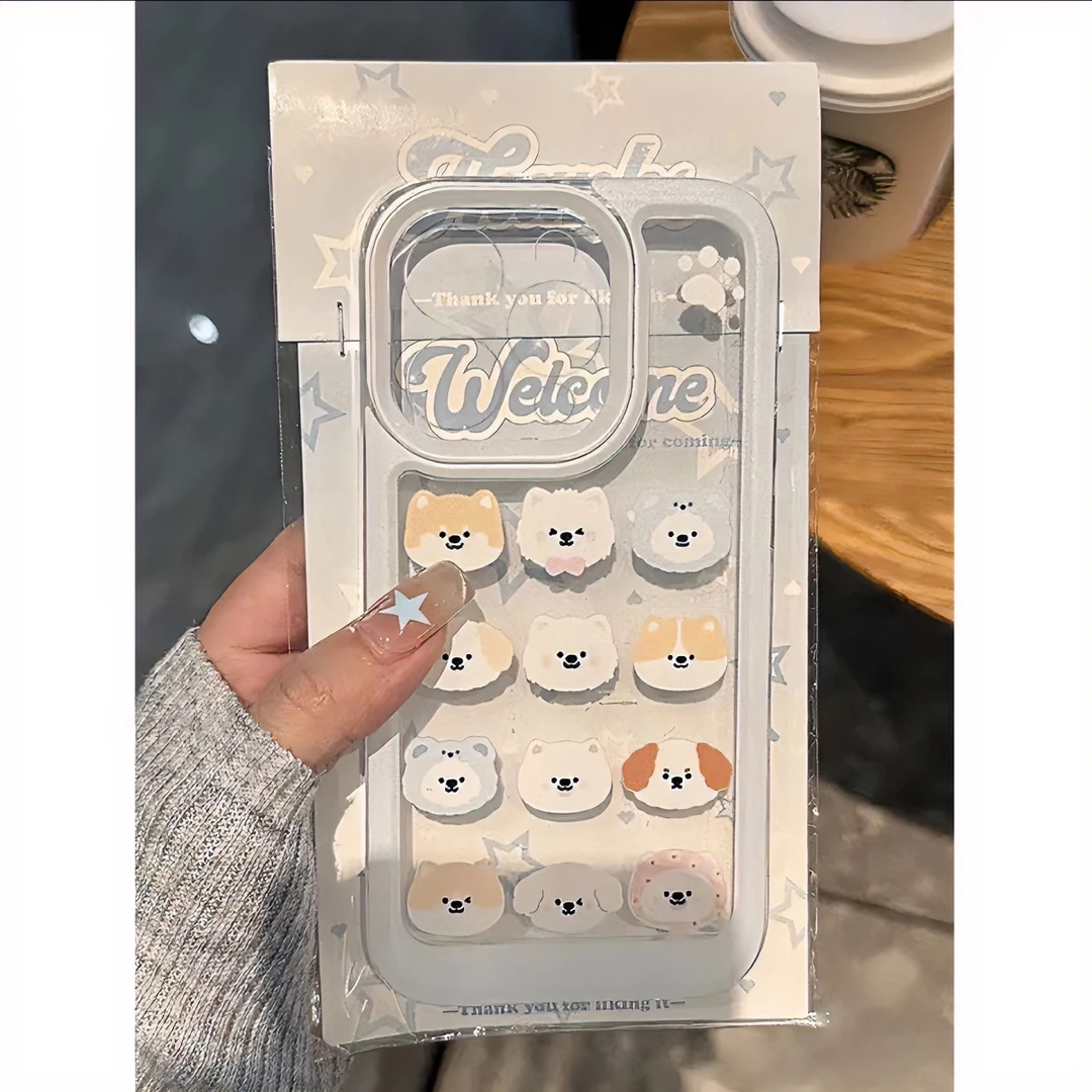 头贴小狗适用苹果15pro/14手机壳11iphone13女12小米vivo华为oppo