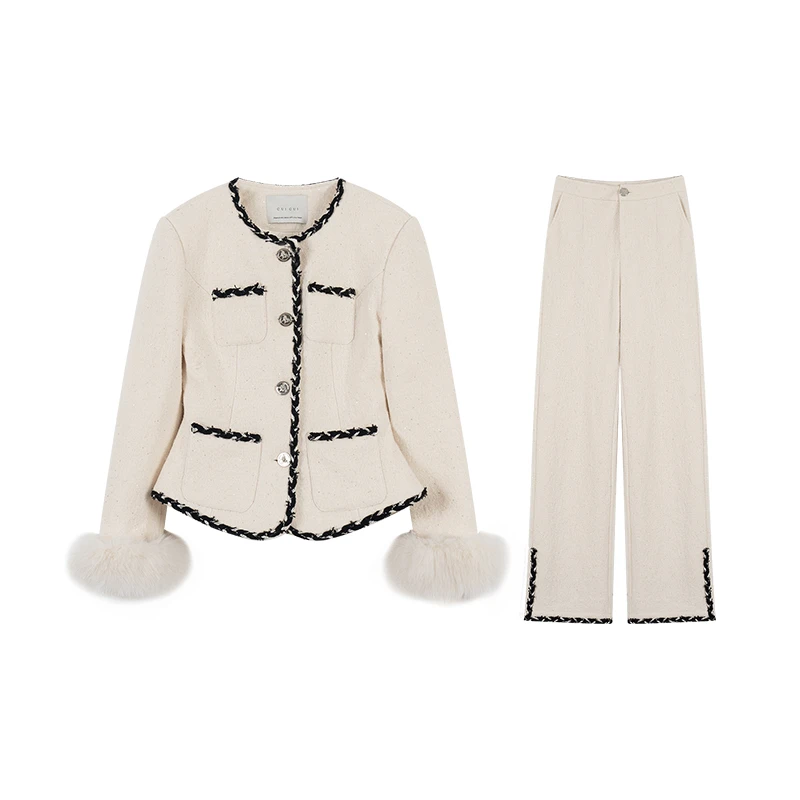 CUI CUI 崔崔【初雪隐香】经典小香风短外套羽绒服套装女C024483