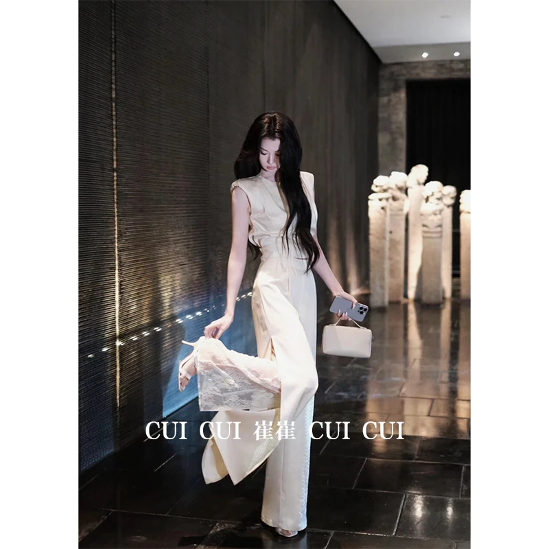 CUI CUI 崔崔【浮游星光】设计款简约显瘦气质蕾丝收腰女装C024251