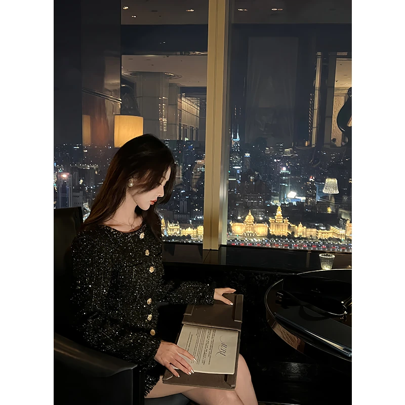 CUI CUI 崔崔【夜幕流星】设计款外套装黑色显瘦秋冬气质C023258