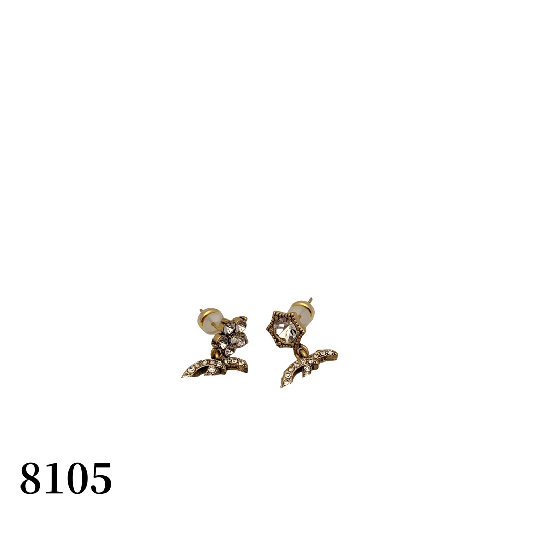 铜合金耳饰 【8105】法式AB版五瓣花六角星耳坠