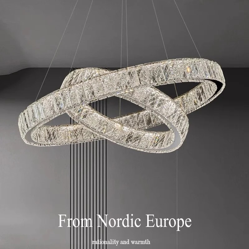 【钻纹】客厅水晶吊灯轻奢现代简约大气高档餐厅灯别墅挑高大厅灯