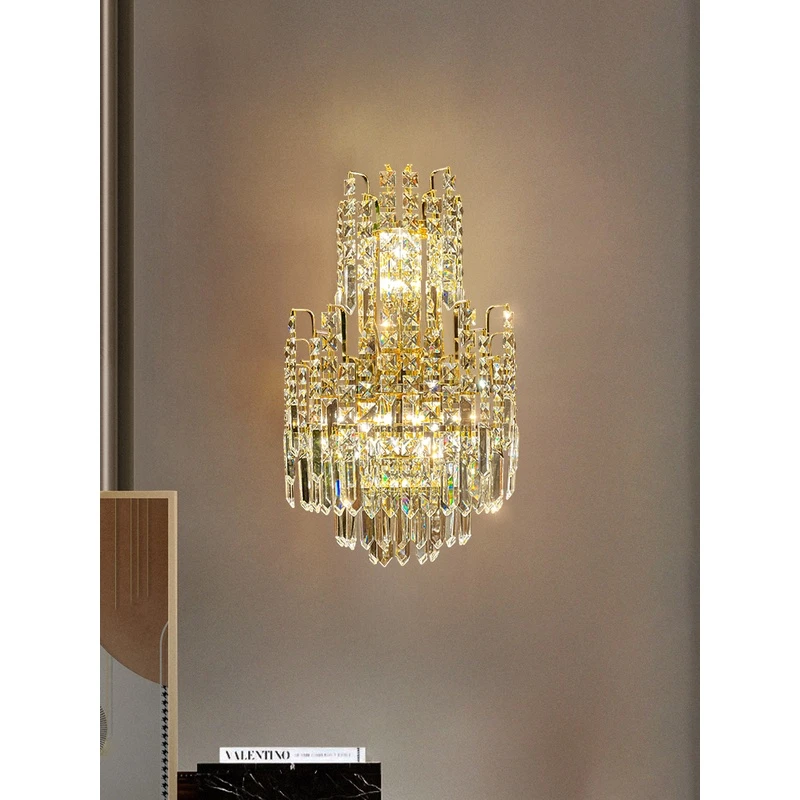 酒店玄关水晶壁灯轻奢风客厅电视背景墙装饰灯高档大气走廊过道灯