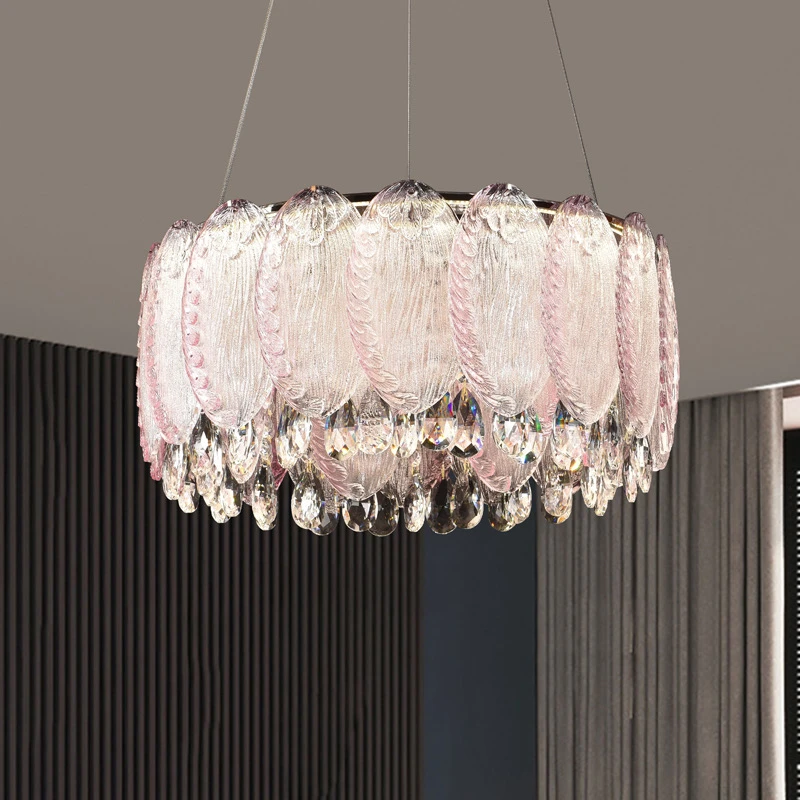 【卧室吊灯】现代轻奢客厅水晶吊灯法式奶油风新款凤尾造型餐厅吊灯