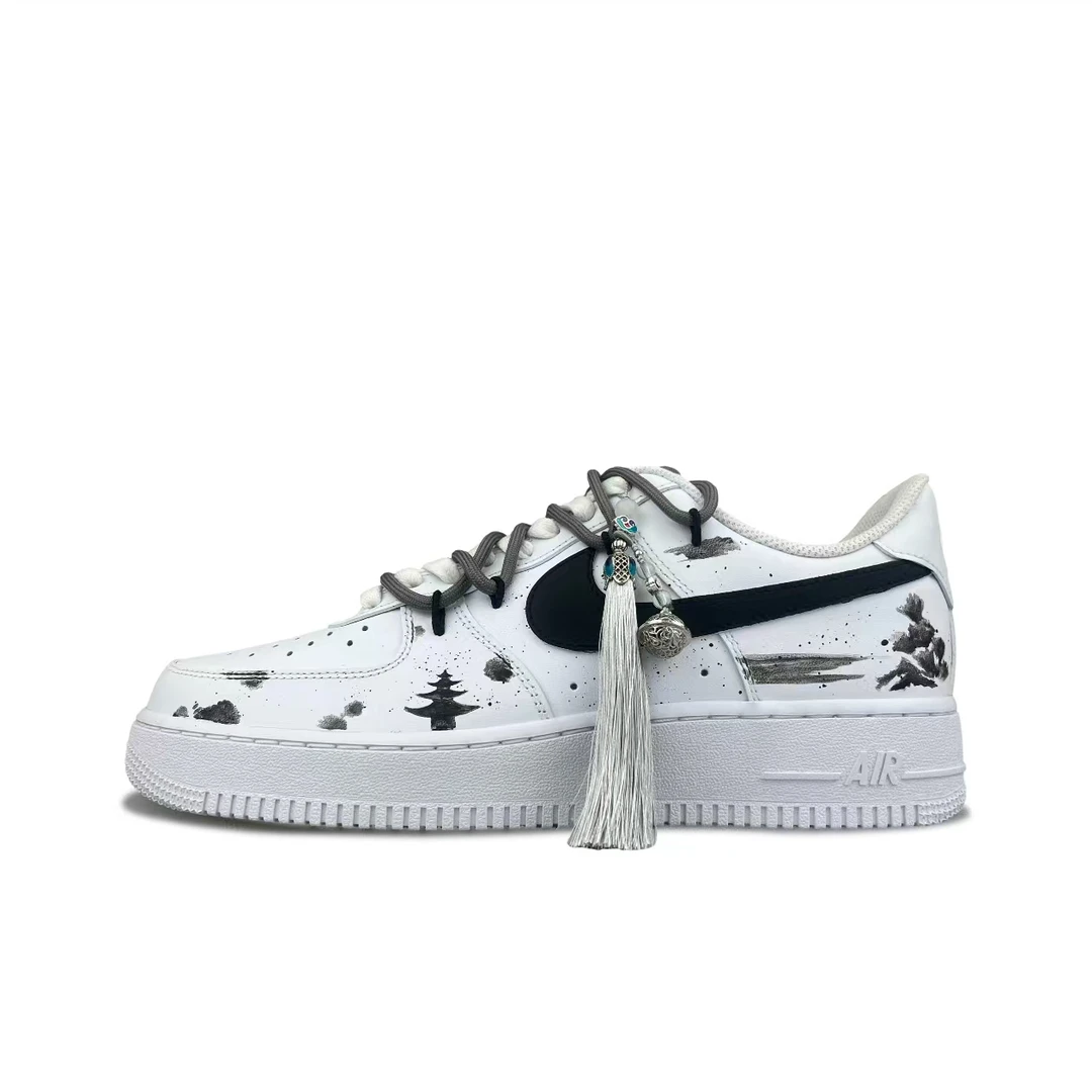 【定制球鞋】 Nike Air Force 1 墨色 国风 水墨丹青 流苏挂件 魅力