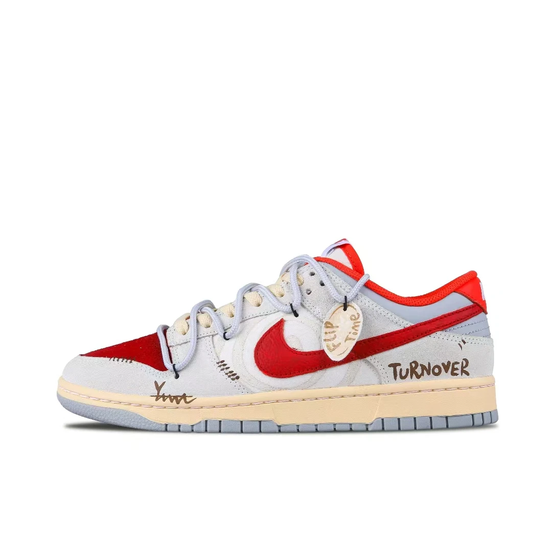 【定制球鞋】 Nike Dunk 反转时光 复古旧旧感 解构男女同款 红灰