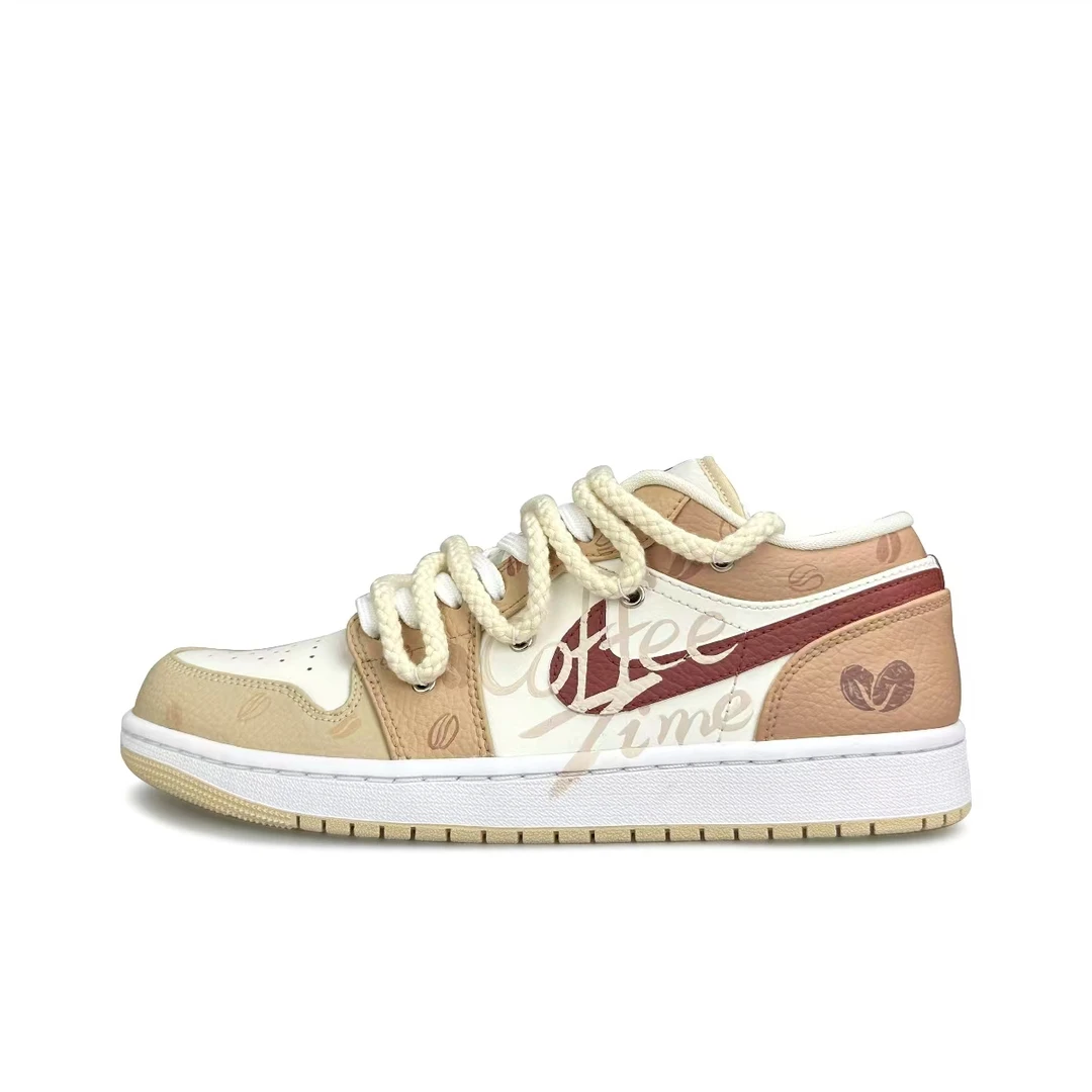 【定制球鞋】 Jordan Air Jordan 1 咖啡时光 解构 简约 防滑 手绘
