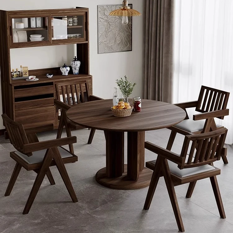 北美黑胡桃全实木餐桌椅组合家用简约餐桌