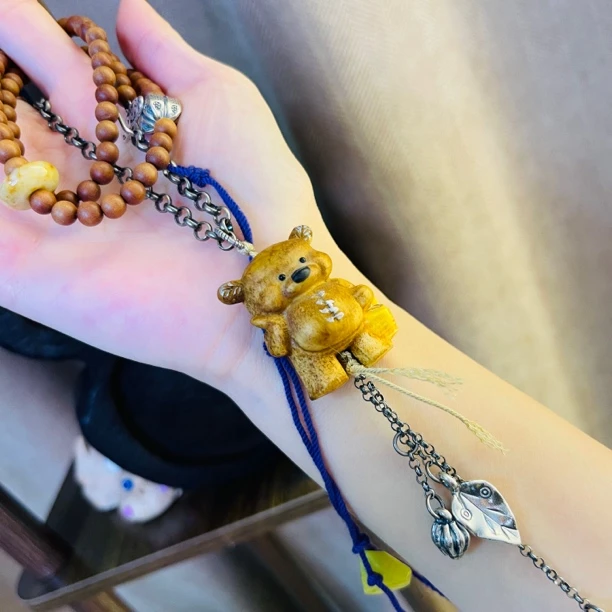 非金属木质项链 钱多多原创设计根付钱熊熊基础款项链
