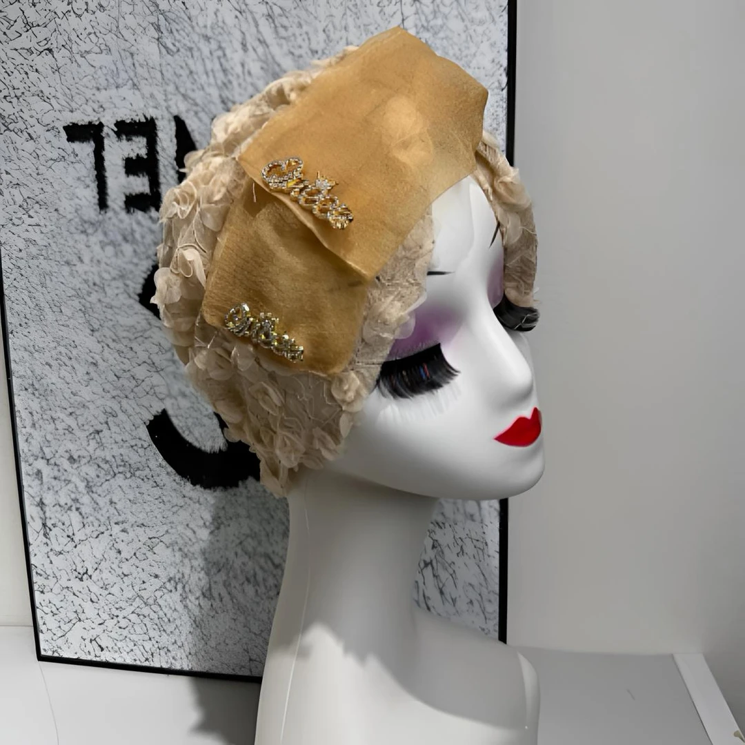 时尚花瓣包头帽女款蝴蝶结设计洋气百搭发带帽