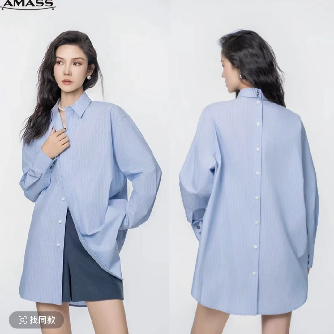 AMASS/阿玛施5301110早春时尚设计感百搭休闲气质通勤长袖衬衫